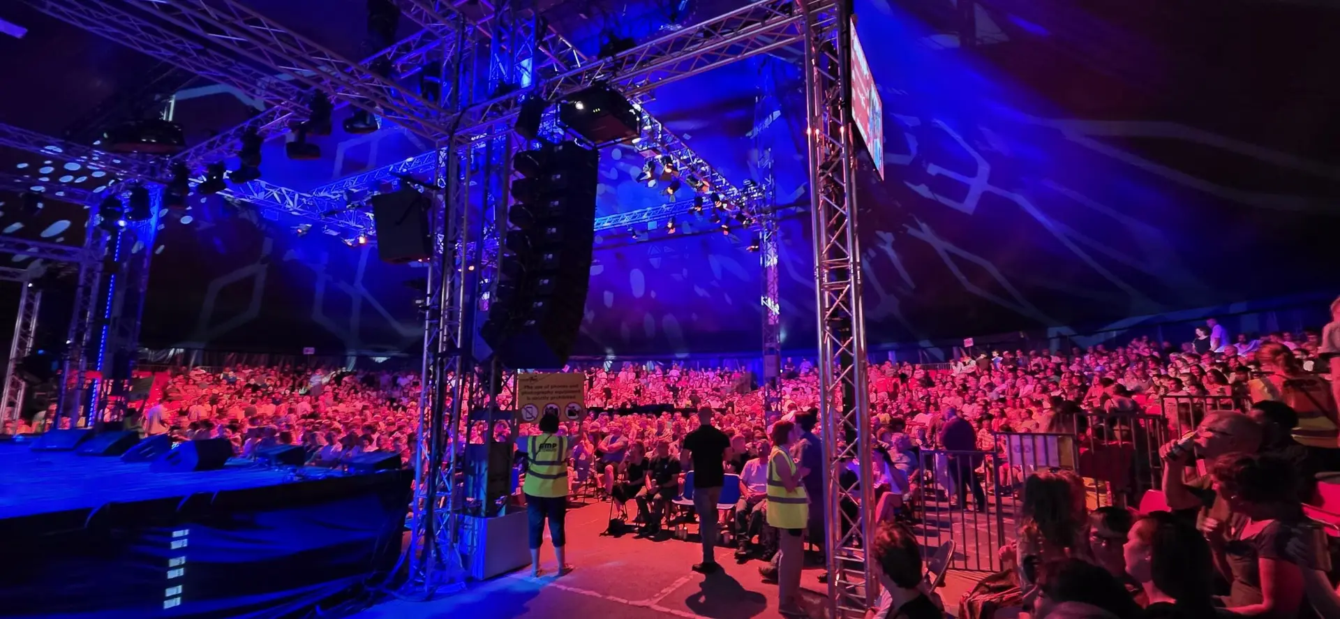 Interior of 'big top' set for comedy performance